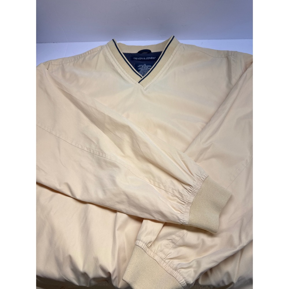 Devon & Jones Mens V-Neck Windshirt Pullover Jacket Yellow Size Medium